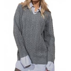 NEW RAISONNEL cable sweater shirt dress in gray